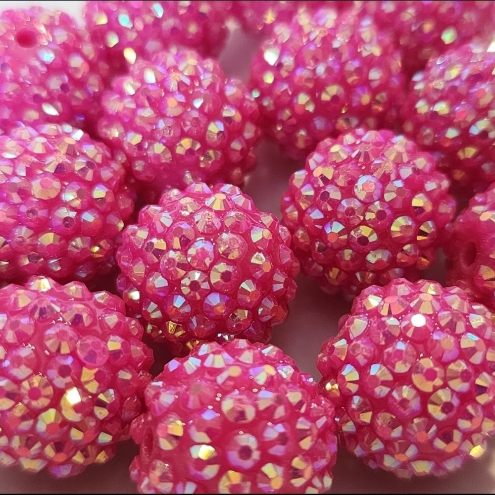 Beads Rhinestone 20mm Pink 4‎ Pieces Acrylic Bubblegum Chunky Loose Crafting